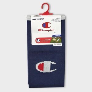 Champion Performance Soccer Socks 2-Pack Blue Over-the-Calf Athletic Socks NWT